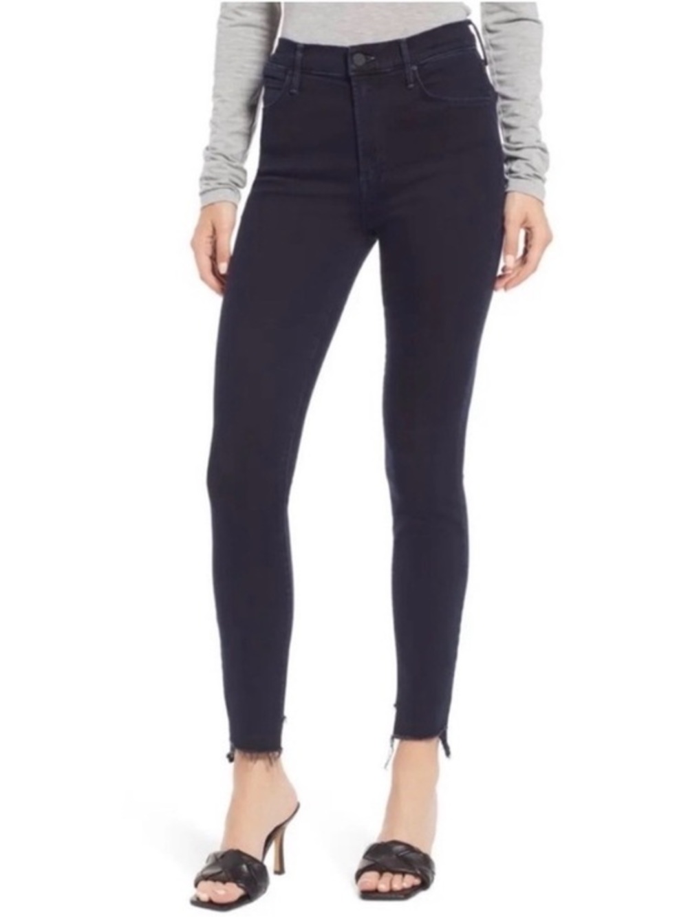 MOTHER The Stunner Zip Ankle Fray Holding Hands 32